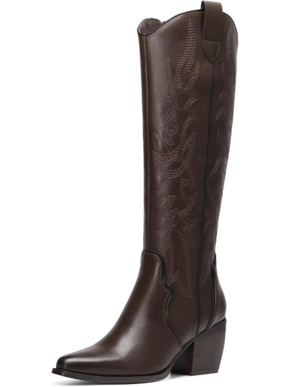 Women's Dark Brown Cowboy Knee High Boots Classic Western Riding Boots